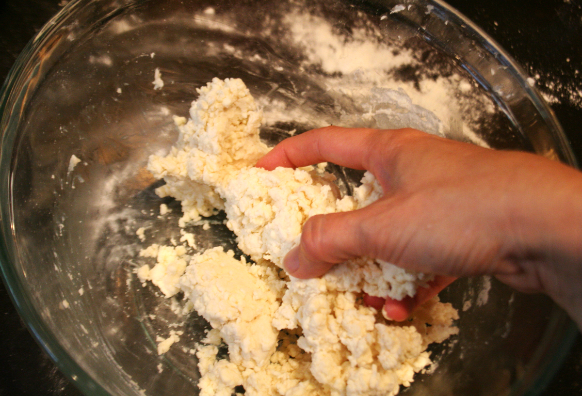 Pulling the dough together into a ball