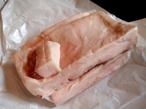 Uncooked pork fat from the butcher