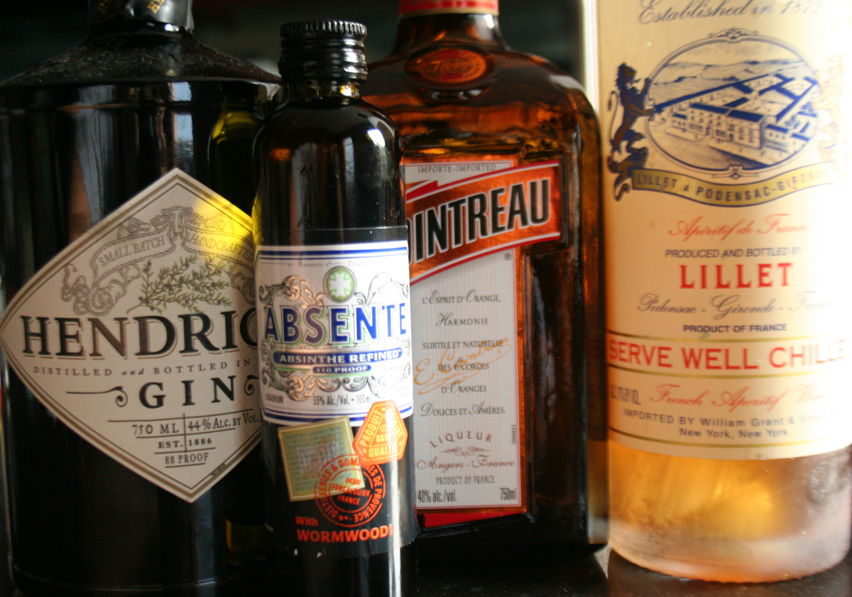 Corpse Reviver Ingredients - Gin, Absinthe, Cointreau, and Lillet Blanc