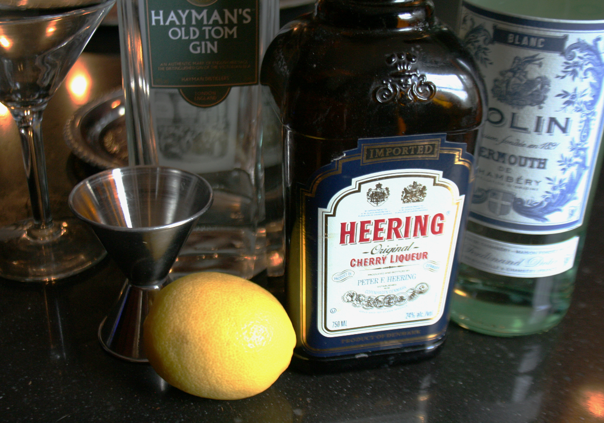 Gilroy Cocktail Ingredients - Cherry Heering, Gin and Dry Vermouth