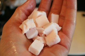 Uncooked pork fat - cut and cubed