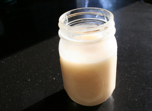 A jar of freshly-rendered lard