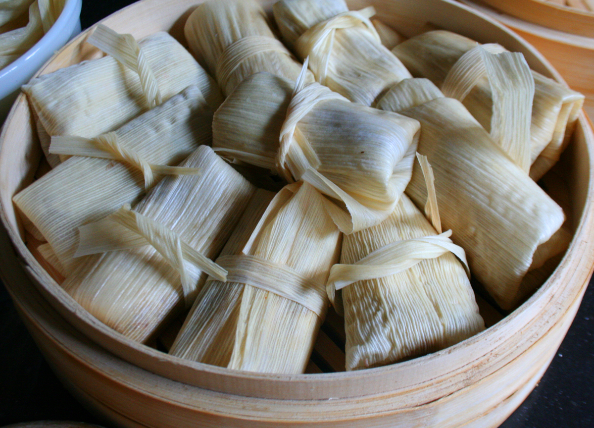 Pork Tamales Wrapped for the Steamer