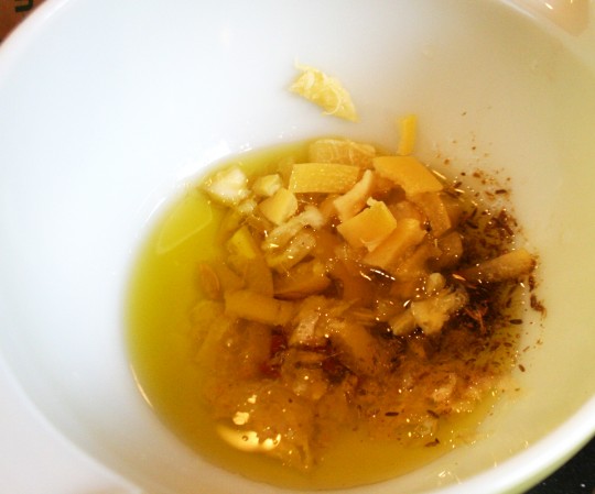 Marinade with preserved lemon, harissa, garlic & olive oil