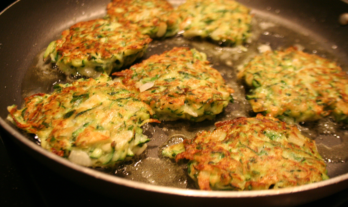 Zucchini pancakes or fritters
