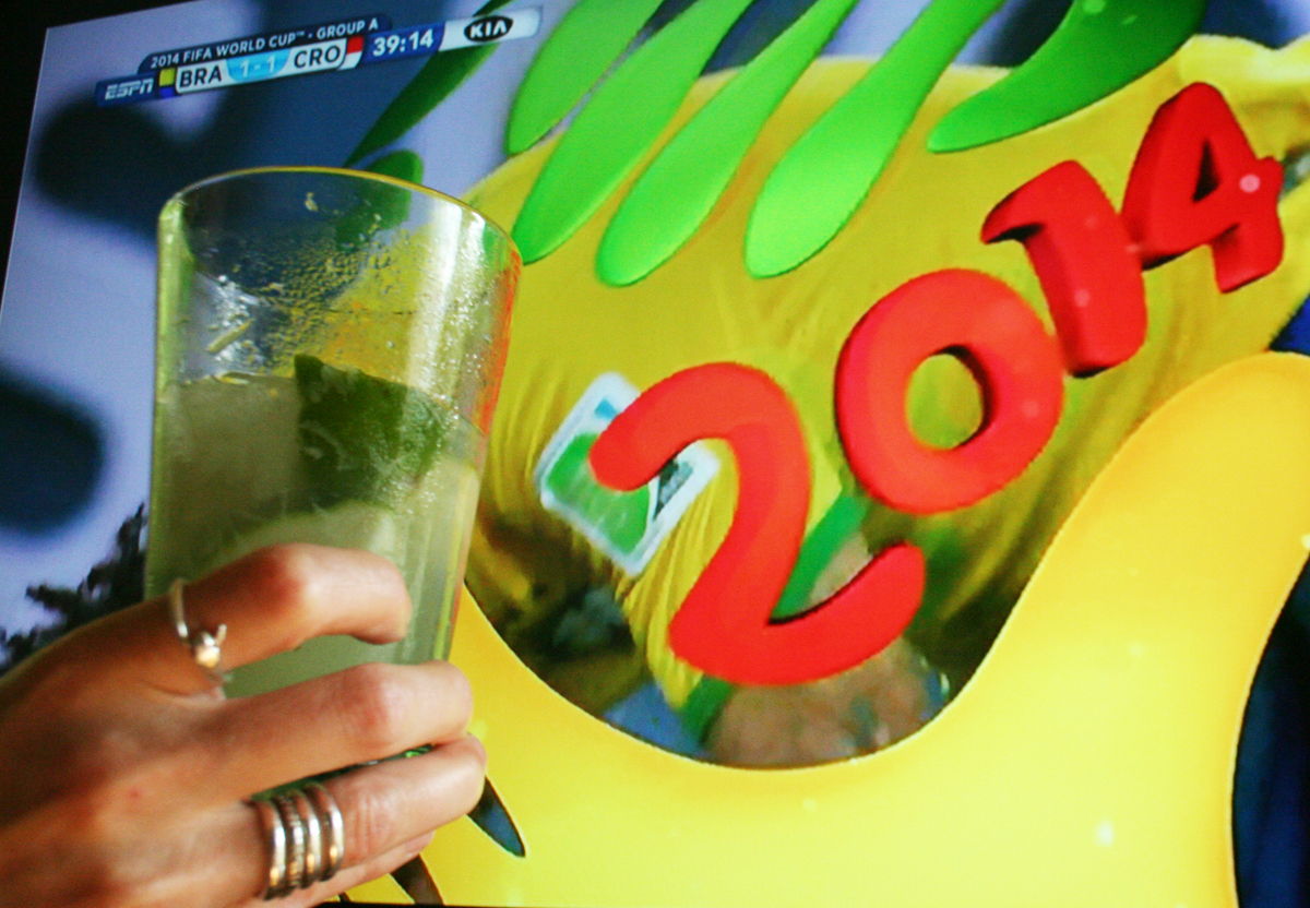 Celebrating the 2014 World Cup with a Caipirinha, the official cocktail of Brazil