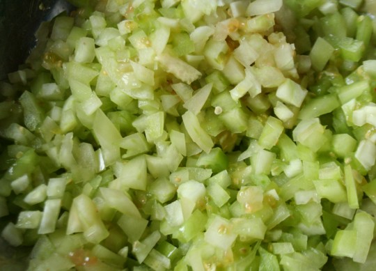 Green Tomatoes Diced Small for Piccalilli