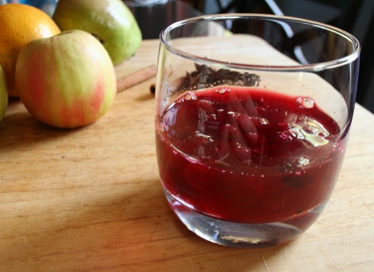 A glass of Cranberry Shrub
